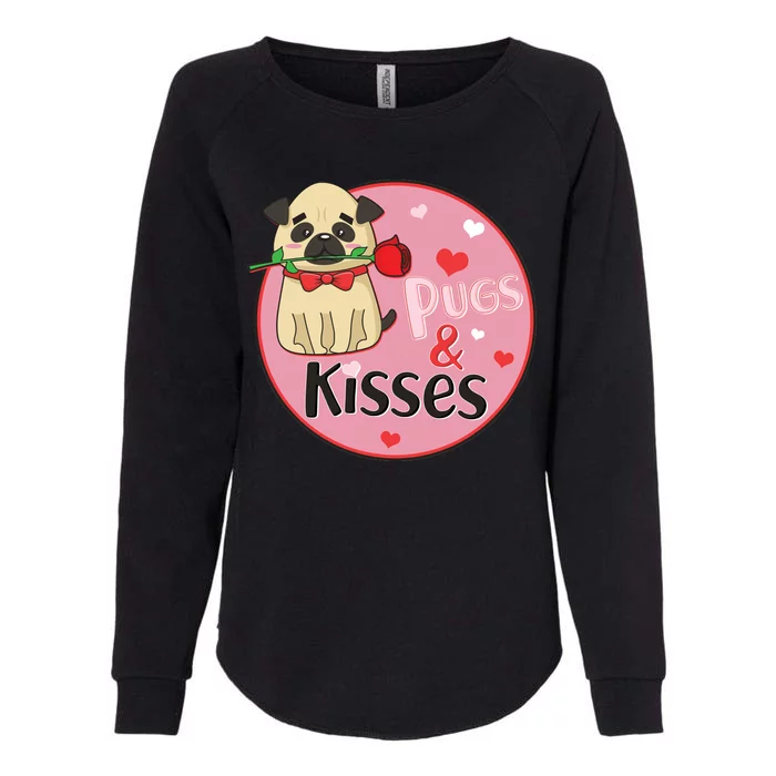 Valentine Pug And Kisses Womens California Wash Sweatshirt