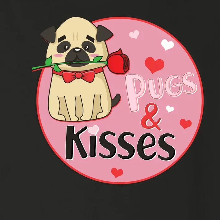 Valentine Pug And Kisses Toddler Long Sleeve Shirt