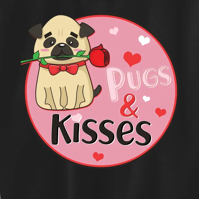 Valentine Pug And Kisses Kids Sweatshirt