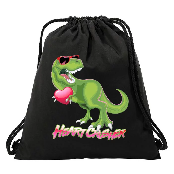 Valentine T-Rex Heart Crusher Drawstring Bag