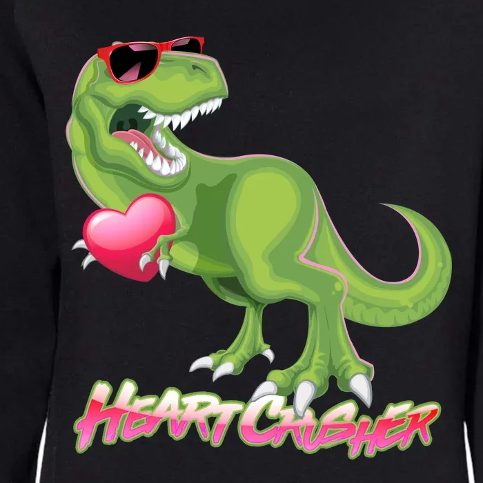 Valentine T-Rex Heart Crusher Womens California Wash Sweatshirt