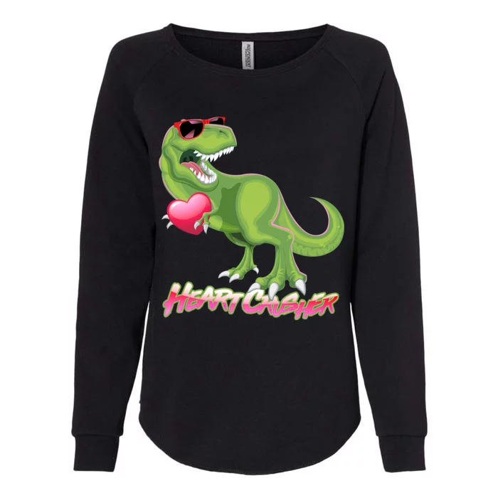 Valentine T-Rex Heart Crusher Womens California Wash Sweatshirt