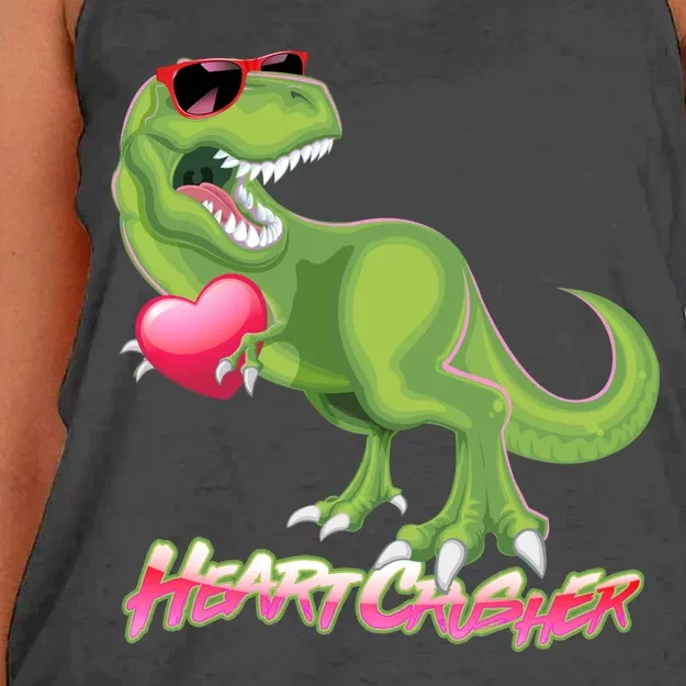 Valentine T-Rex Heart Crusher Women's Knotted Racerback Tank