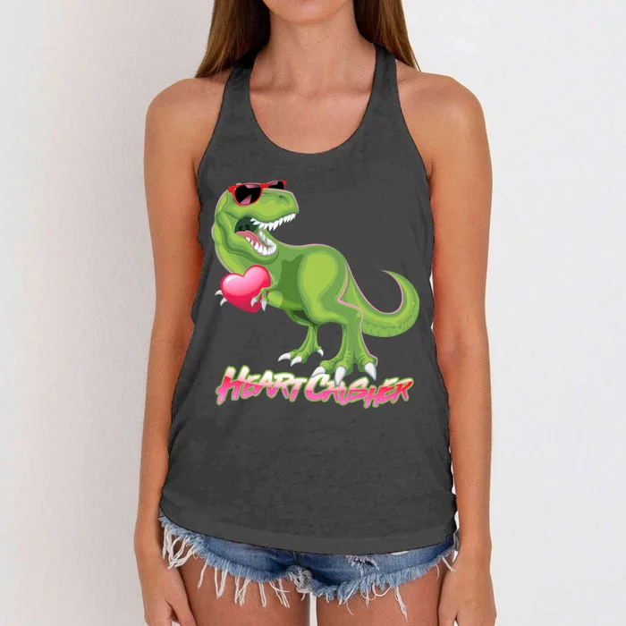 Valentine T-Rex Heart Crusher Women's Knotted Racerback Tank