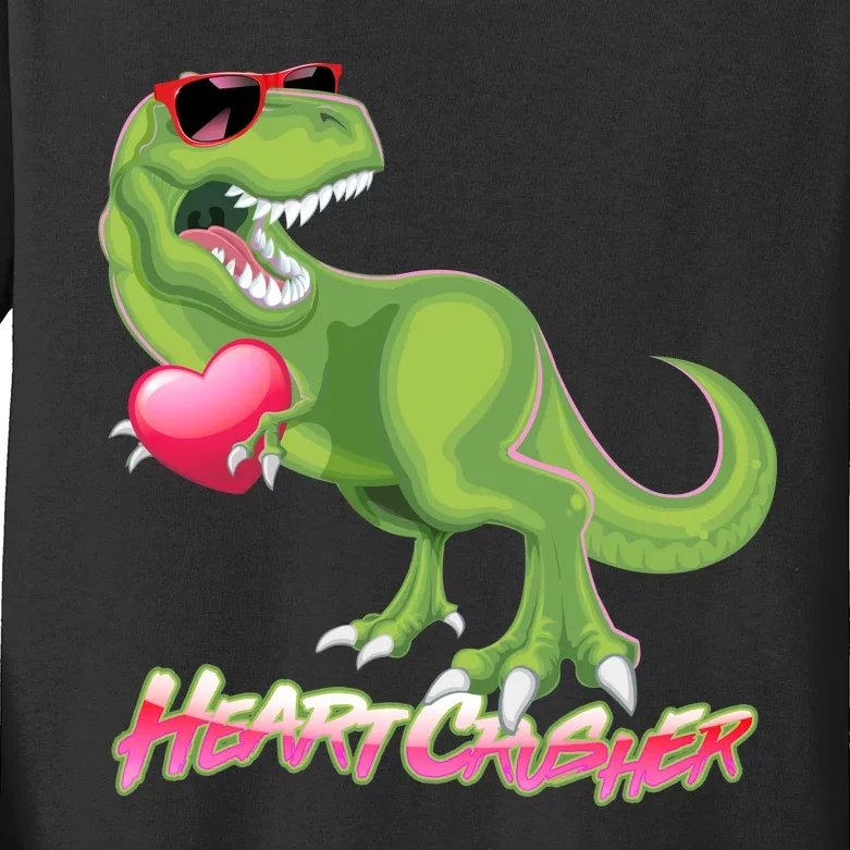 Valentine T-Rex Heart Crusher Kids Long Sleeve Shirt