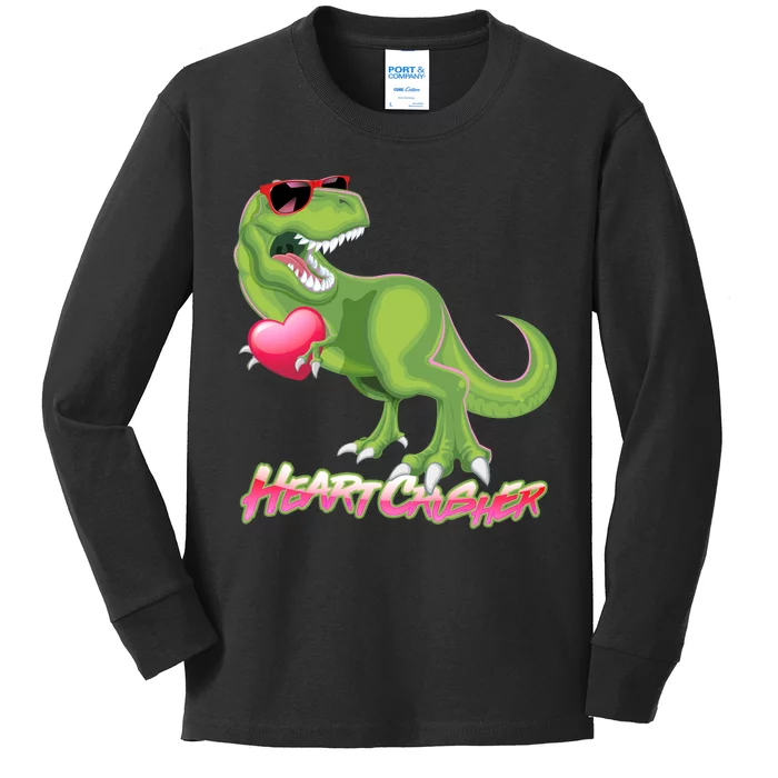 Valentine T-Rex Heart Crusher Kids Long Sleeve Shirt