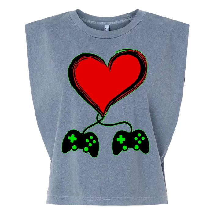 Valentine Video Game Controllers Heart Garment-Dyed Women's Muscle Tee