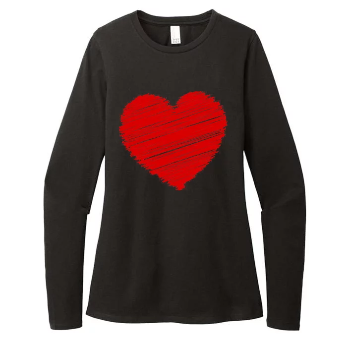 Valentines Classic Sketch Heart Womens CVC Long Sleeve Shirt