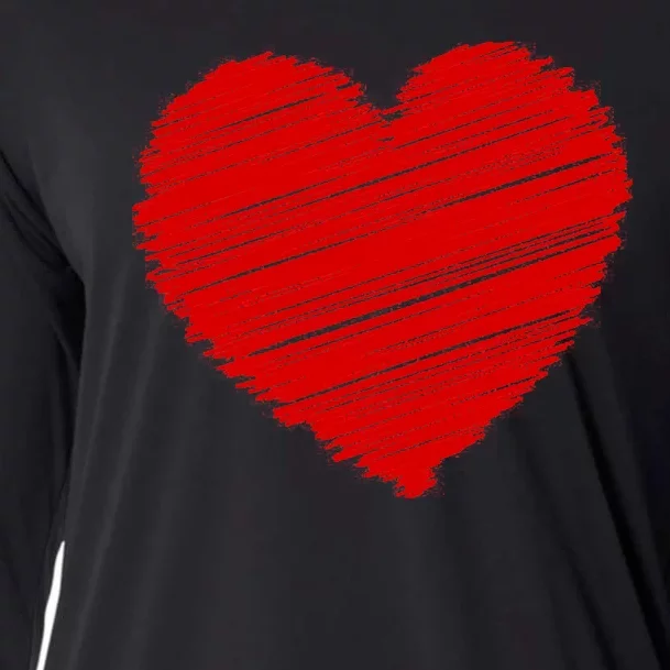 Valentines Classic Sketch Heart Cooling Performance Long Sleeve Crew