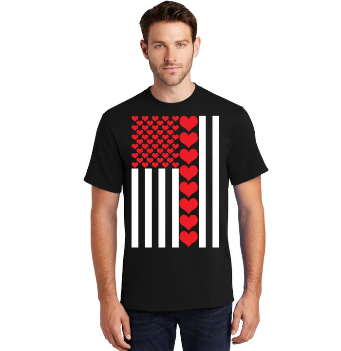 Valentines Day American Flag Tall T-Shirt