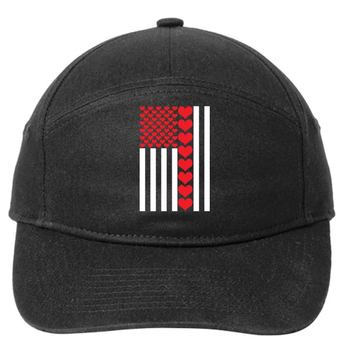 Valentines Day American Flag 7-Panel Snapback Hat