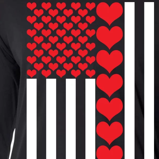 Valentines Day American Flag Cooling Performance Long Sleeve Crew