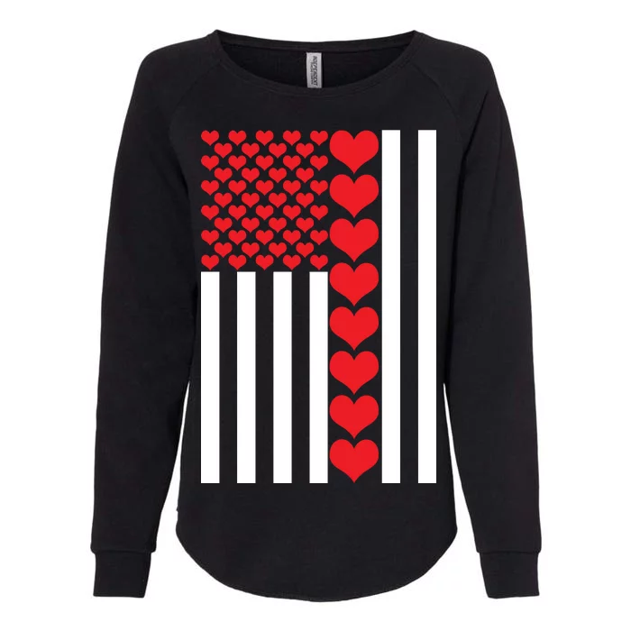 Valentines Day American Flag Womens California Wash Sweatshirt