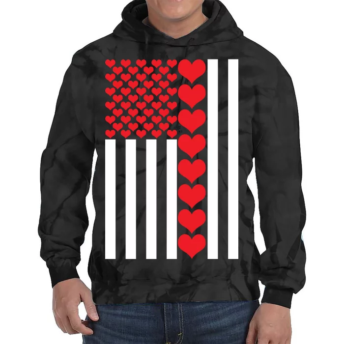 Valentines Day American Flag Tie Dye Hoodie