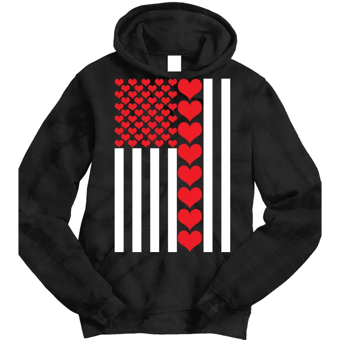 Valentines Day American Flag Tie Dye Hoodie