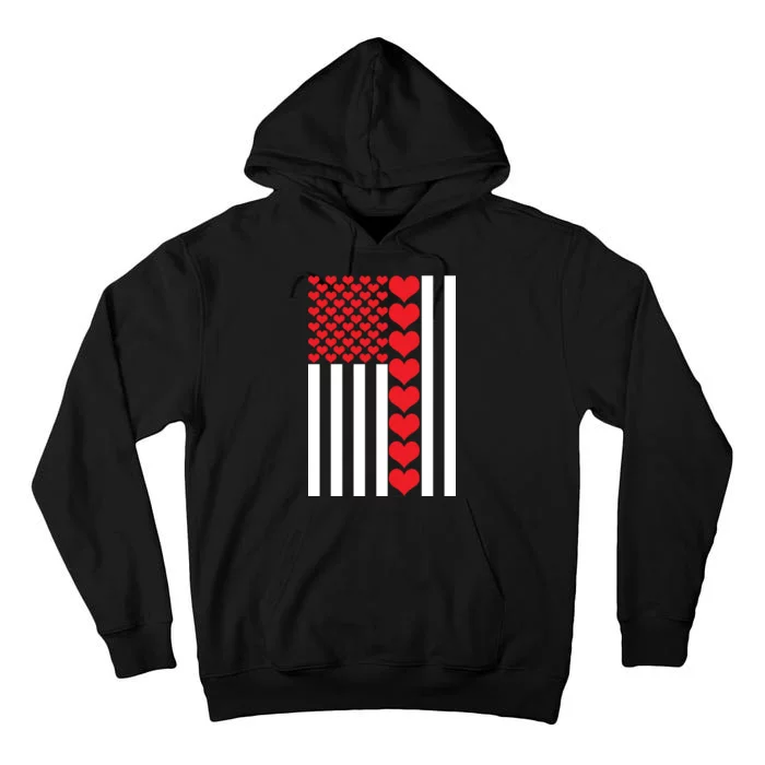 Valentines Day American Flag Tall Hoodie