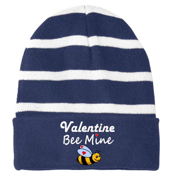 Valentine's Day Bee Mine Striped Beanie with Solid Band