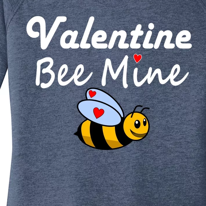 Valentine's Day Bee Mine Women's Perfect Tri Tunic Long Sleeve Shirt