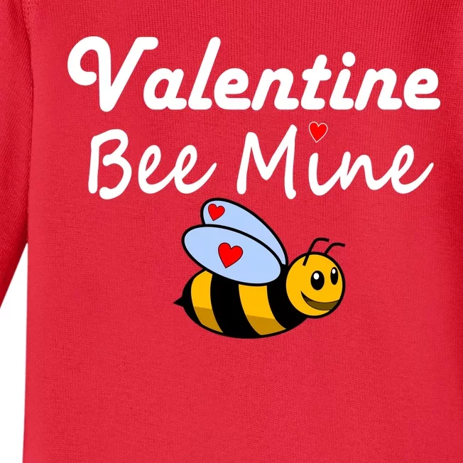 Valentine's Day Bee Mine Baby Long Sleeve Bodysuit