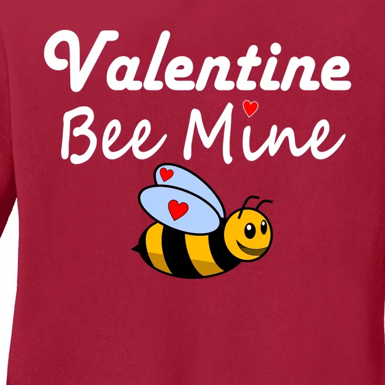 Valentine's Day Bee Mine Ladies Long Sleeve Shirt