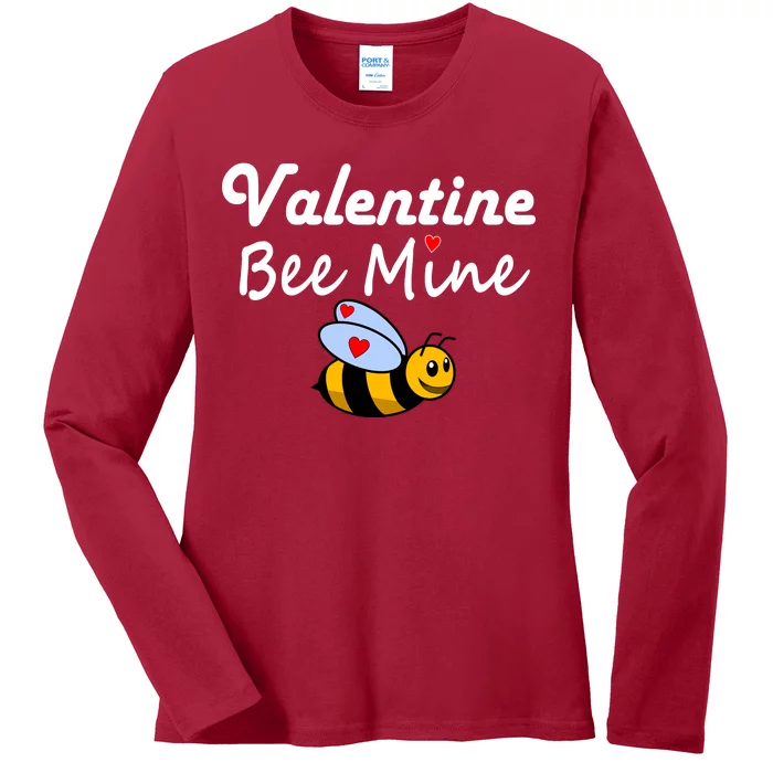 Valentine's Day Bee Mine Ladies Long Sleeve Shirt