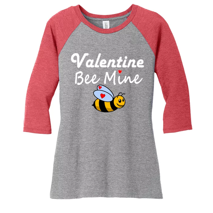 Valentine's Day Bee Mine Women's Tri-Blend 3/4-Sleeve Raglan Shirt