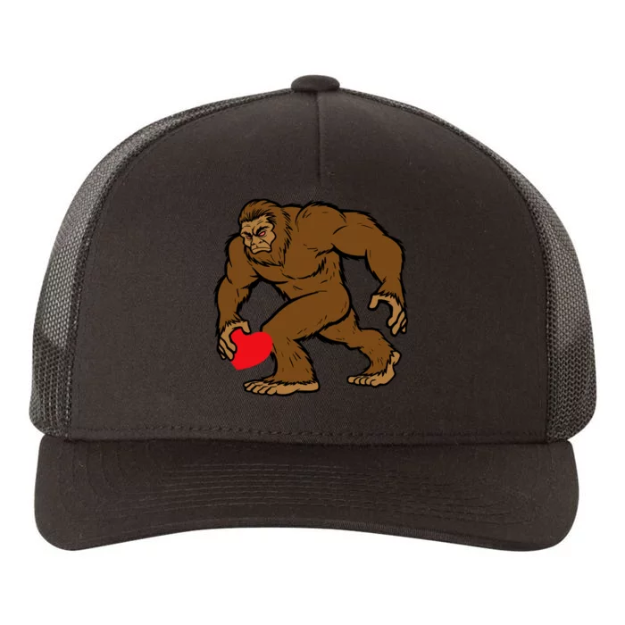 Valentines Day Bigfoot Heart Sasquatch Yupoong Adult 5-Panel Trucker Hat