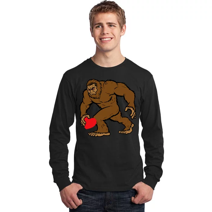 Valentines Day Bigfoot Heart Sasquatch Tall Long Sleeve T-Shirt