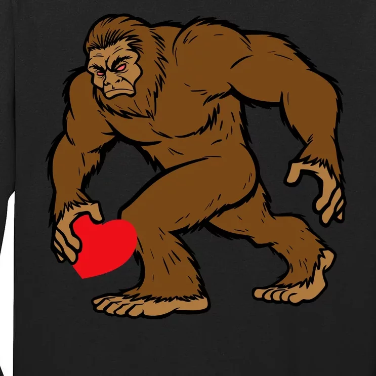 Valentines Day Bigfoot Heart Sasquatch Tall Long Sleeve T-Shirt