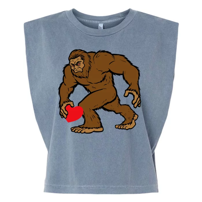 Valentines Day Bigfoot Heart Sasquatch Garment-Dyed Women's Muscle Tee