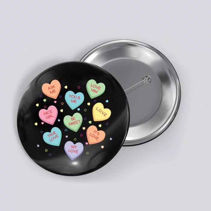 Valentine's Day Candy Hearts Button