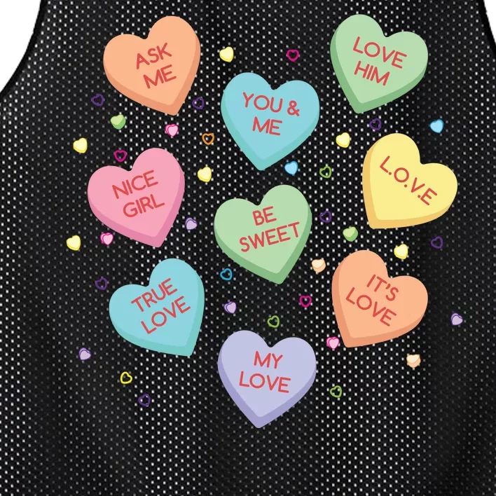 Valentine's Day Candy Hearts Mesh Reversible Basketball Jersey Tank