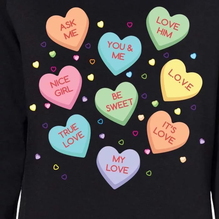 Valentine's Day Candy Hearts Womens California Wash Sweatshirt