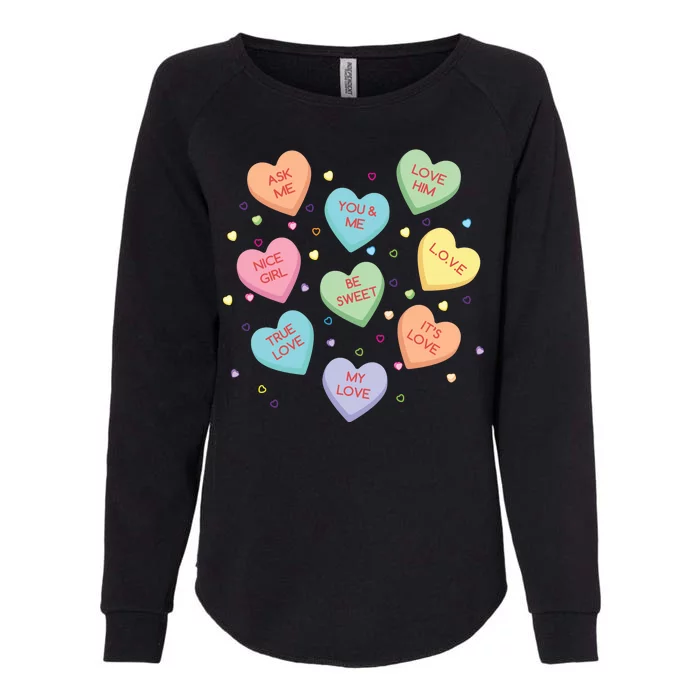 Valentine's Day Candy Hearts Womens California Wash Sweatshirt