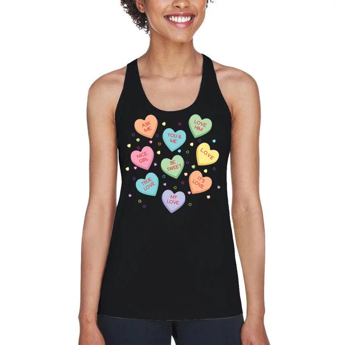 Valentine's Day Candy Hearts Women's Racerback Tank