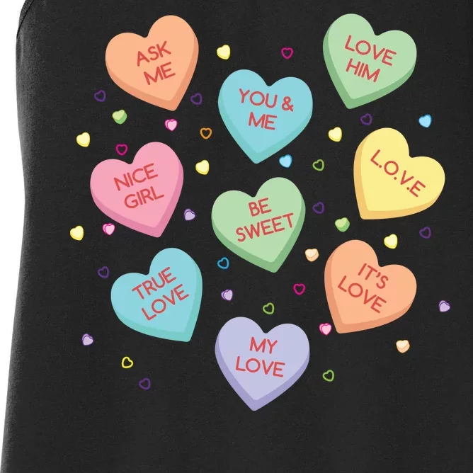 Valentine's Day Candy Hearts Women's Racerback Tank