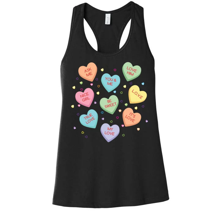 Valentine's Day Candy Hearts Women's Racerback Tank