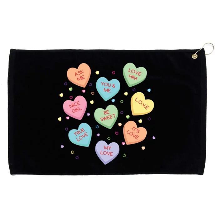 Valentine's Day Candy Hearts Grommeted Golf Towel