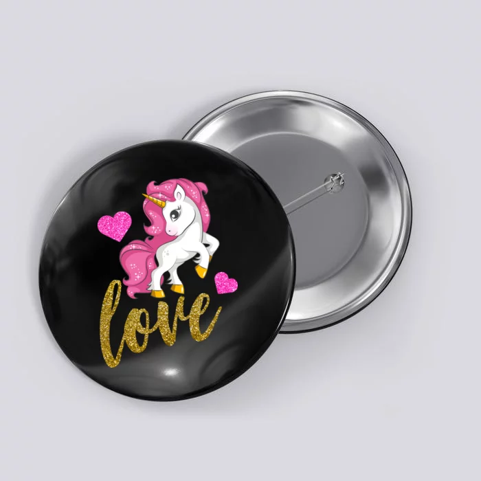 Valentines Day Cute Unicorn Love Button