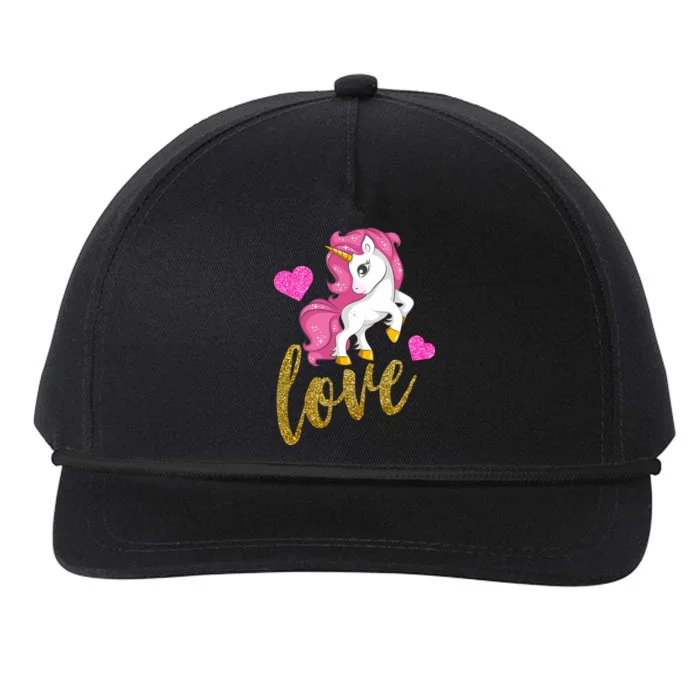 Valentines Day Cute Unicorn Love Snapback Five-Panel Rope Hat