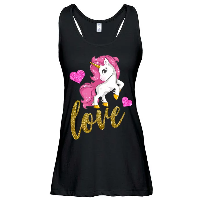 Valentines Day Cute Unicorn Love Ladies Essential Flowy Tank