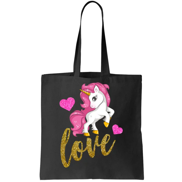 Valentines Day Cute Unicorn Love Tote Bag