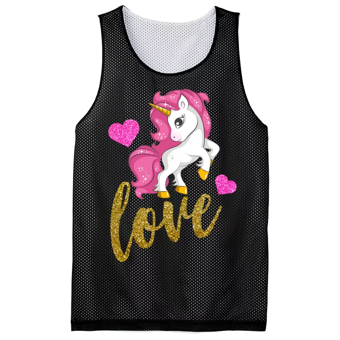 Valentines Day Cute Unicorn Love Mesh Reversible Basketball Jersey Tank