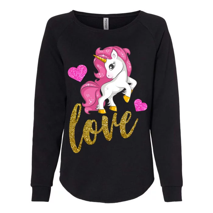 Valentines Day Cute Unicorn Love Womens California Wash Sweatshirt