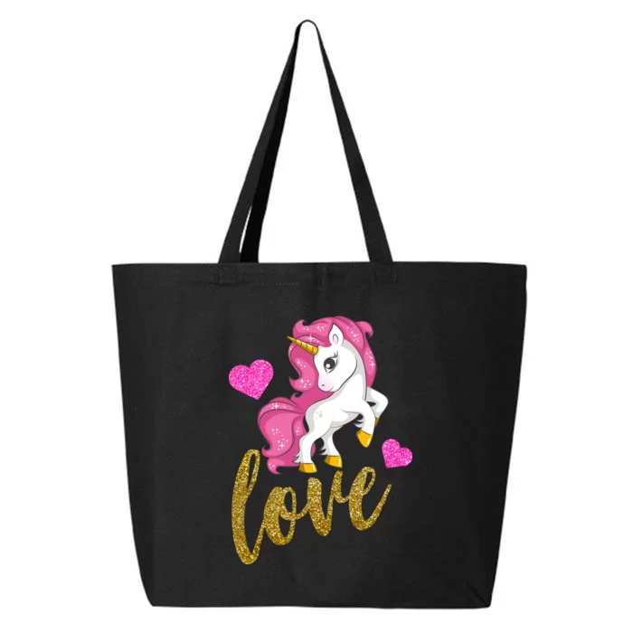 Valentines Day Cute Unicorn Love 25L Jumbo Tote