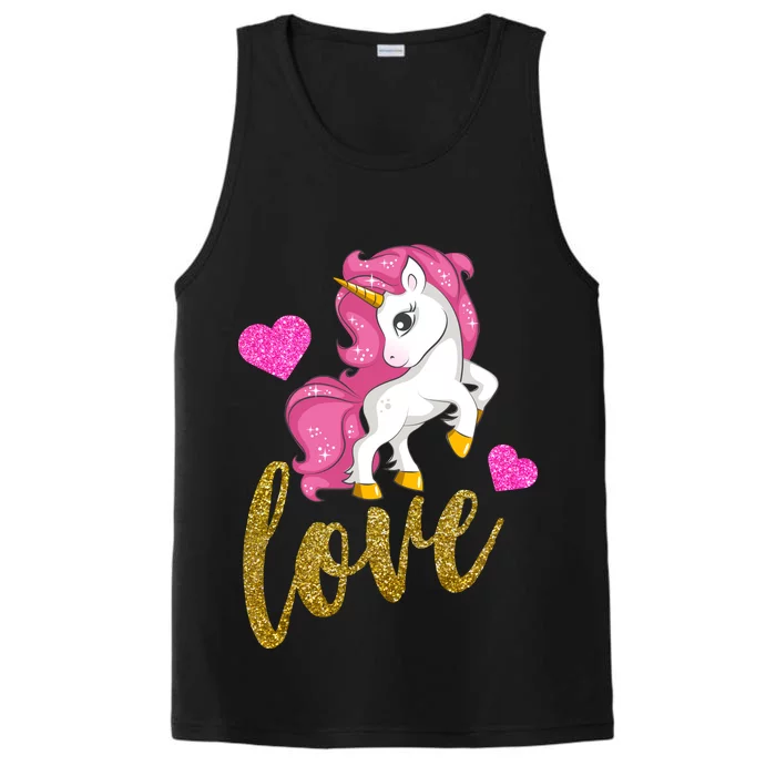 Valentines Day Cute Unicorn Love Performance Tank