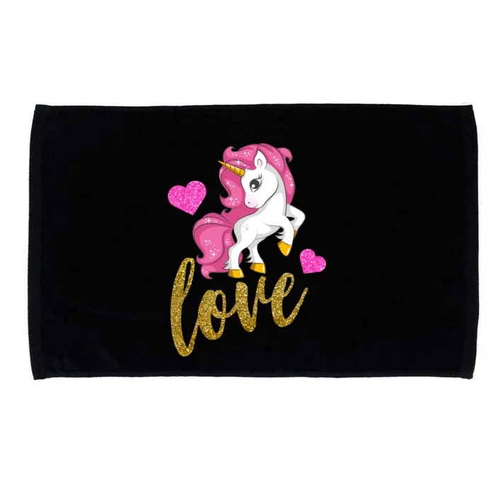 Valentines Day Cute Unicorn Love Microfiber Hand Towel