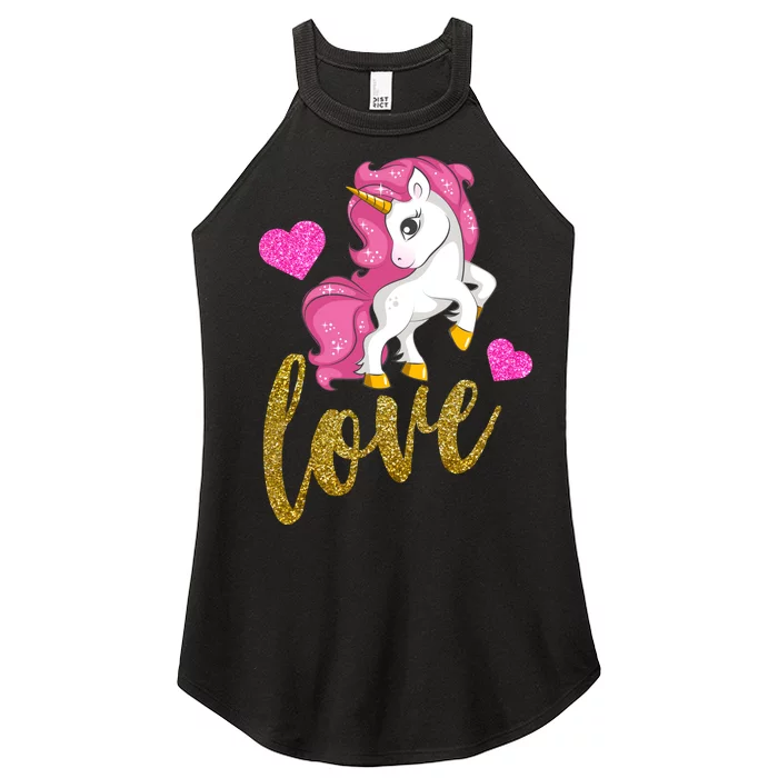 Valentines Day Cute Unicorn Love Women’s Perfect Tri Rocker Tank