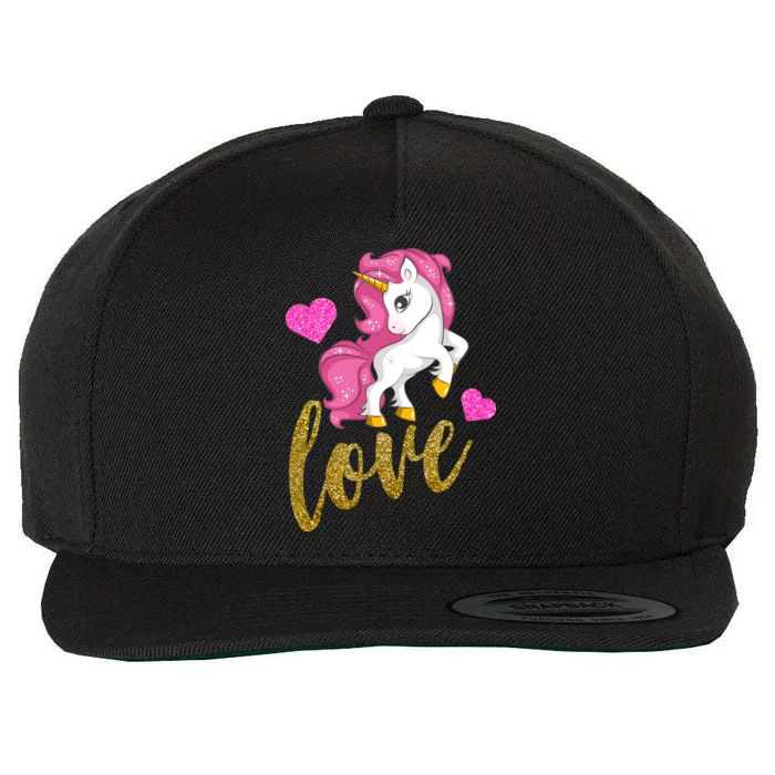 Valentines Day Cute Unicorn Love Wool Snapback Cap