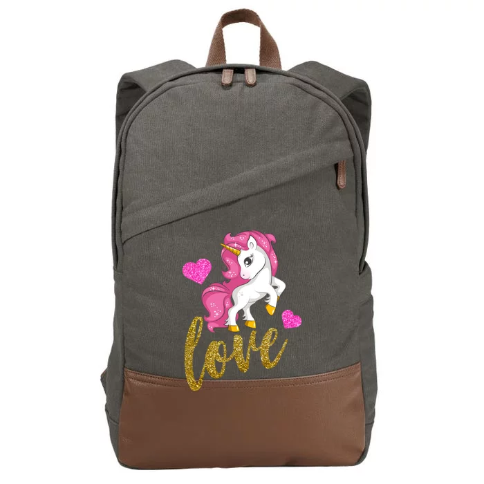 Valentines Day Cute Unicorn Love Cotton Canvas Backpack